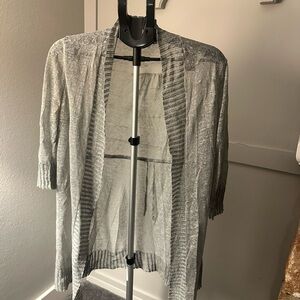 NIC+ZOE Silver-Light Gray Open-Front Women's Cardigan